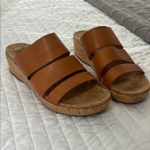 Kork-Ease Tan Leather Wedge Sandals